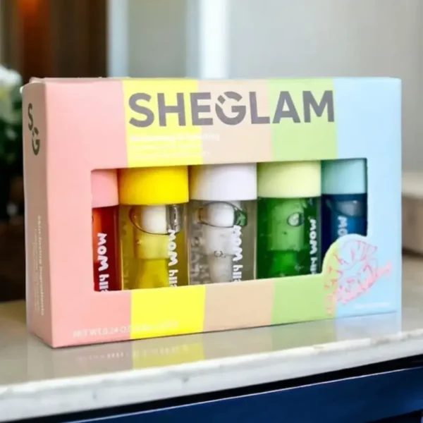 SHEGLAM Jelly Wow Hydrating Non-Sticky Lip Oil Moisturizing Plumping Lip Gloss (Pack of 5 )
