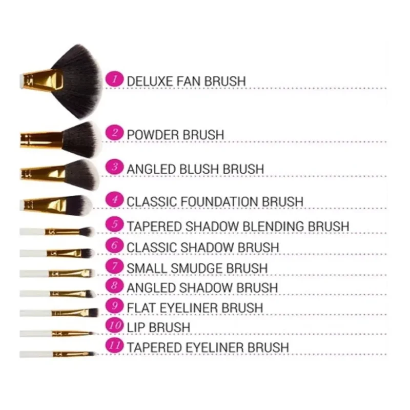 BH Cosmetics Dot Collection 11 Pcs Brush Set – White - Image 2