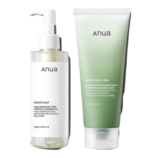 Anua Double Cleansing Set – Heartleaf Oil and Foam Cleanser Duo